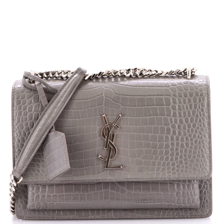 Sunset Crossbody Bag Crocodile Embossed Leather Medium