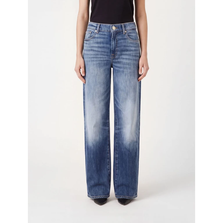 Stovepipe High-Waisted Straight Jeans in Stretch Denim (7U4N0G87U73NE)