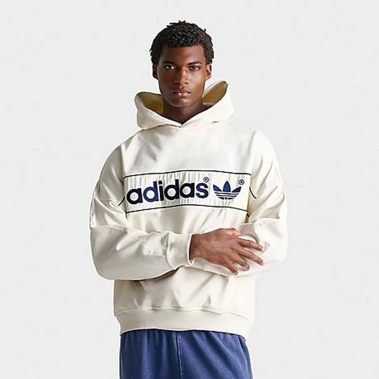 Men's Originals adiSignature NY Fleece Pullover Hoodie in Off White Size: Small