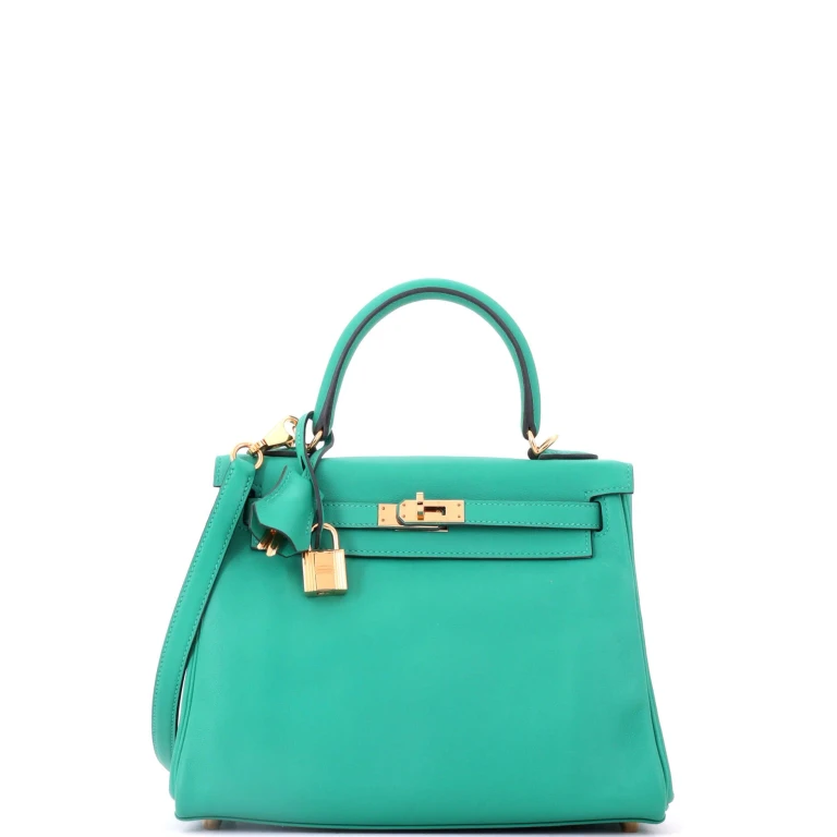 Kelly Handbag Vert Verone Swift with Gold Hardware 25
