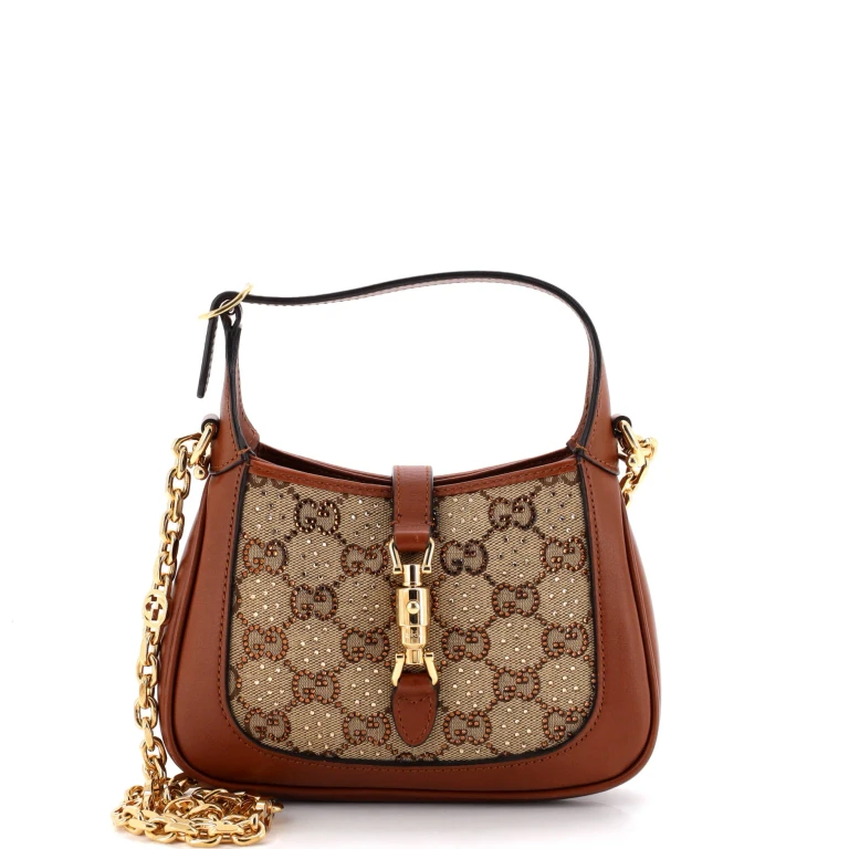 Jackie 1961 Chain Hobo Crystal Embellished GG Canvas Mini