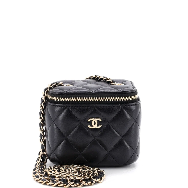 Classic Vanity Case with Chain Quilted Lambskin Mini