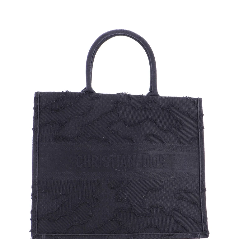 Book Tote Camouflage Embroidered Canvas Large