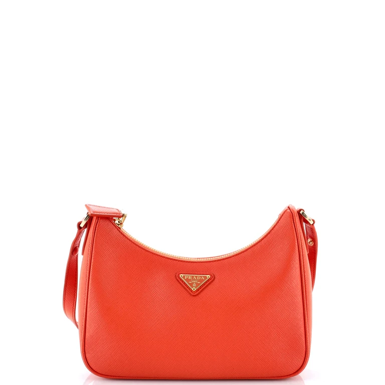 Adjustable Handle Zip Hobo Saffiano Leather Mini