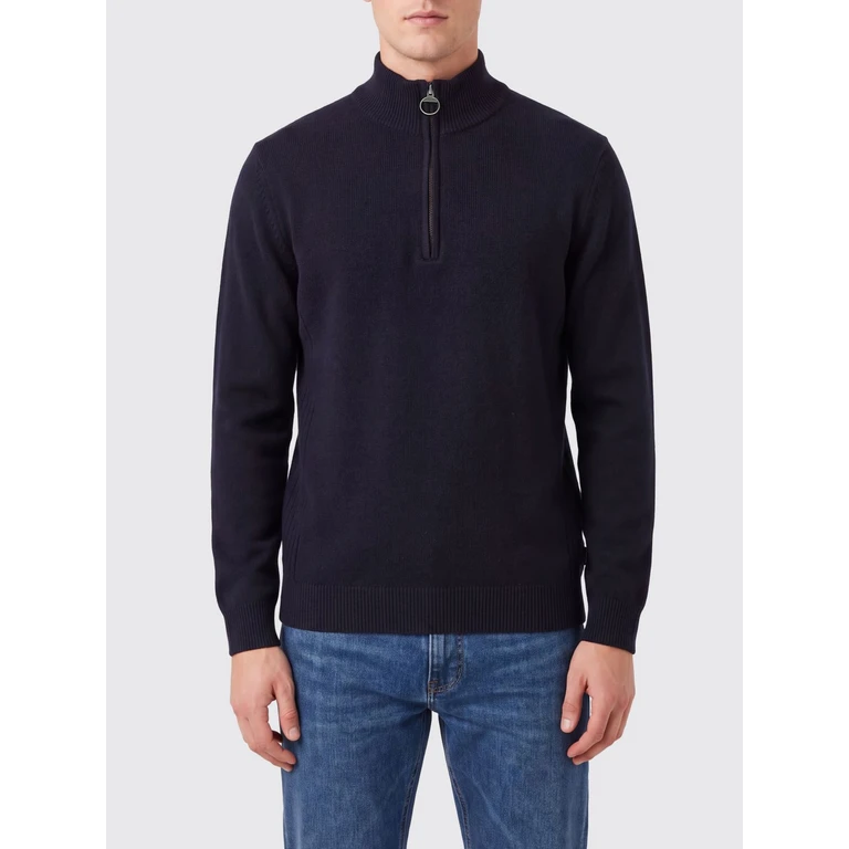 100% Wool Half-Zip High Neck Jumper with Applied Patches (MKN0837NY91)