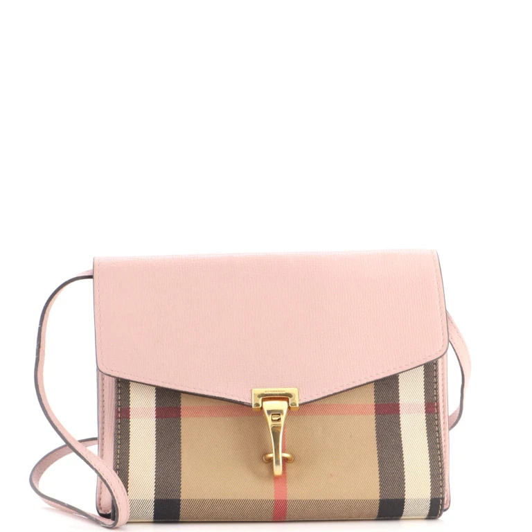 Macken Crossbody Bag Leather and House Check Canvas Small