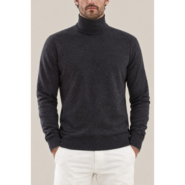 Men's Charcoal Wool Turtleneck Sweater