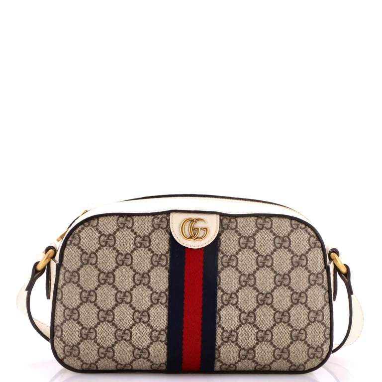 Ophidia Camera Shoulder Bag GG Coated Canvas with Leather Small