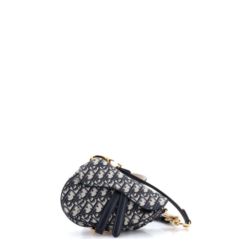 Saddle Handbag with Strap Oblique Canvas Mini