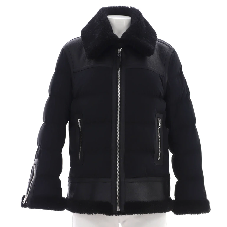 Women's Vanna Puffer Jacket Quilted Nylon and Leather with Shearling and Down