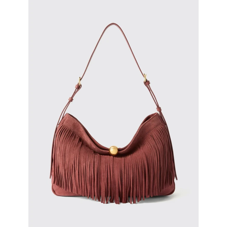 Sfera Schultertasche aus Wildleder mit Fransen und verstellbarem Griff