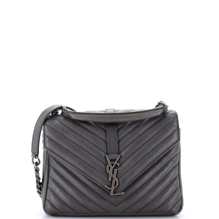 Classic Monogram College Bag Matelasse Chevron Leather Medium