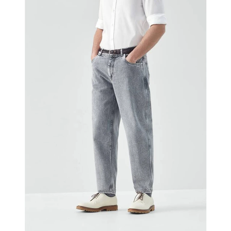 Mens Dark Grey Stone Denim Trousers