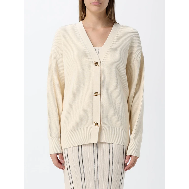 V-Neck Viscose Blend Cardigan with Dropped Shoulders (MK01S66E2193)