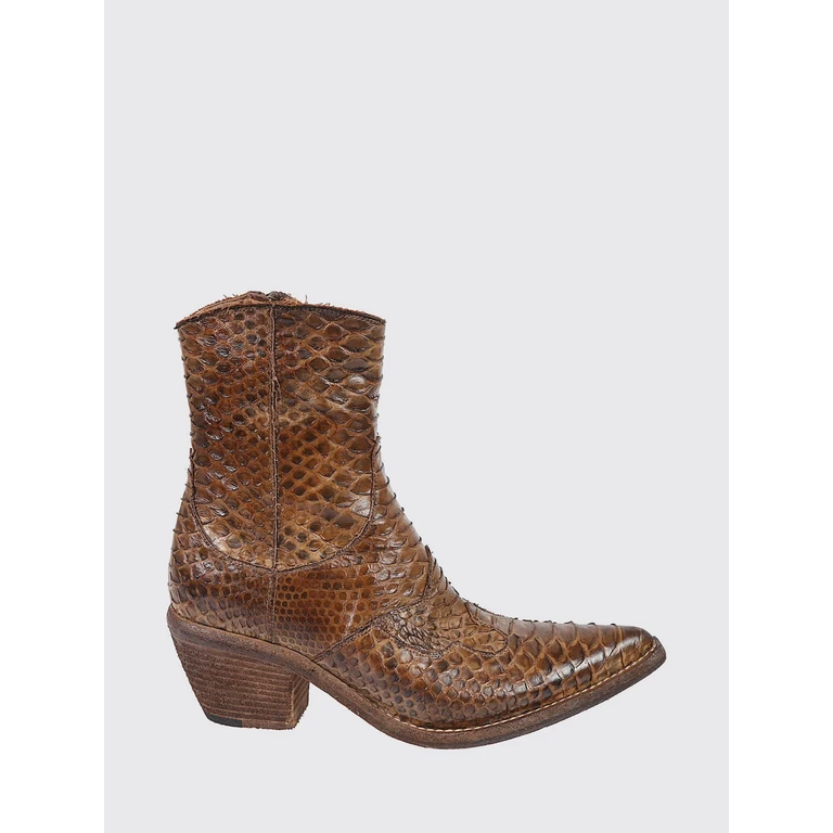 Python-Print Leather Western Boots with Mid Heel (3857236SUGHERO)