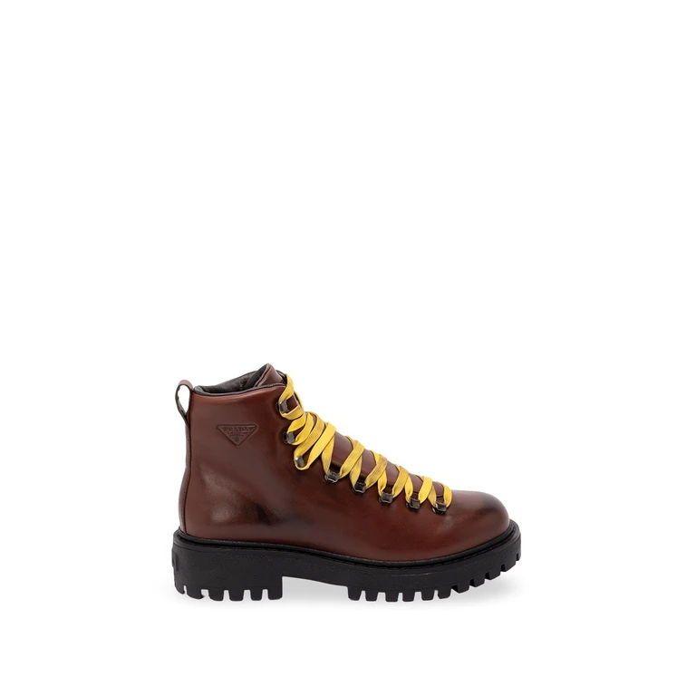 Antiqued Leather Lace-Up Ankle Boots