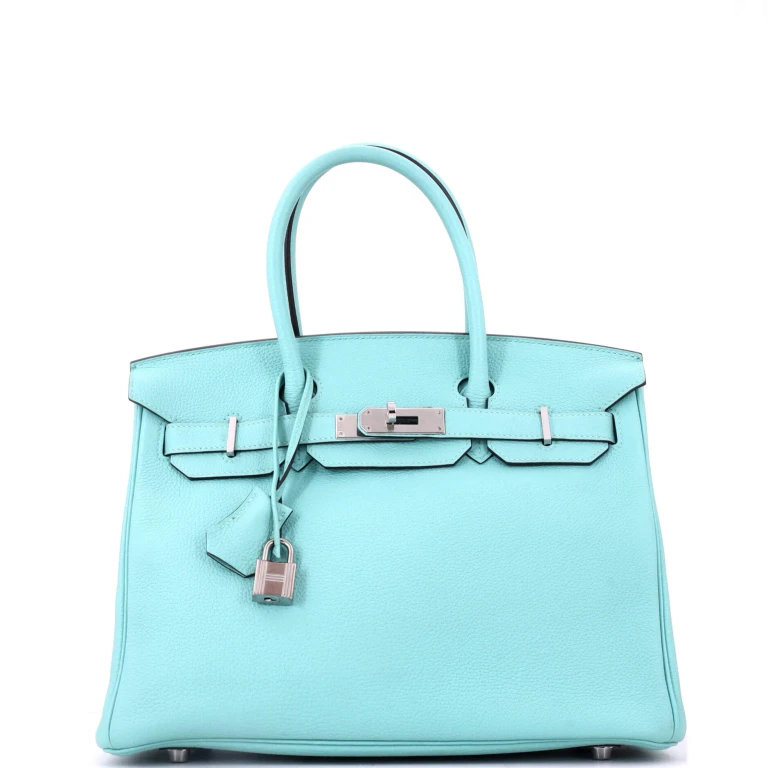 Birkin Handbag Bleu Atoll Togo with Palladium Hardware 30