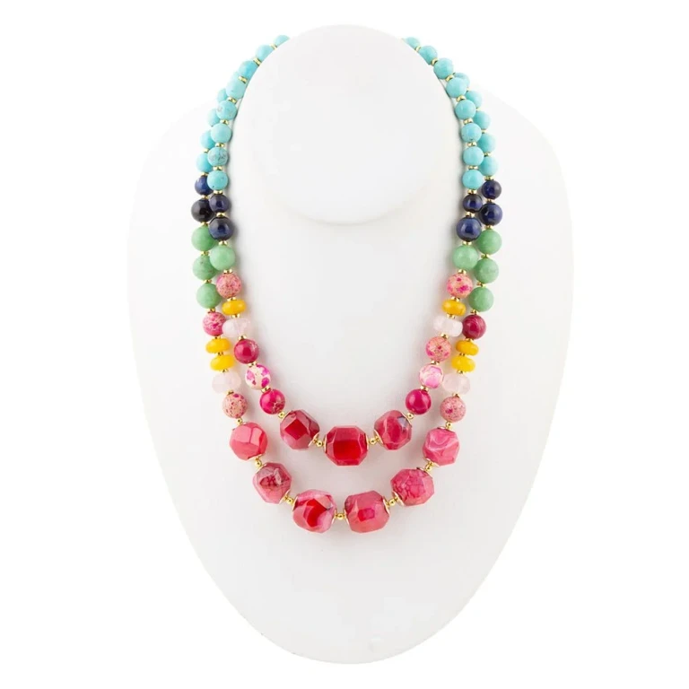 Colorful Serape Multi Stone Statement Necklace