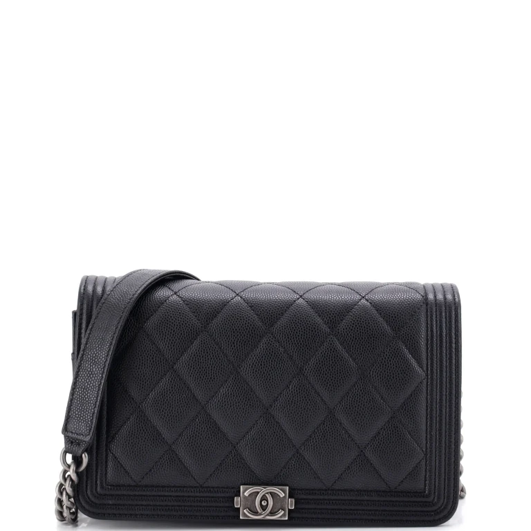 Boy Wallet on Chain Quilted Caviar