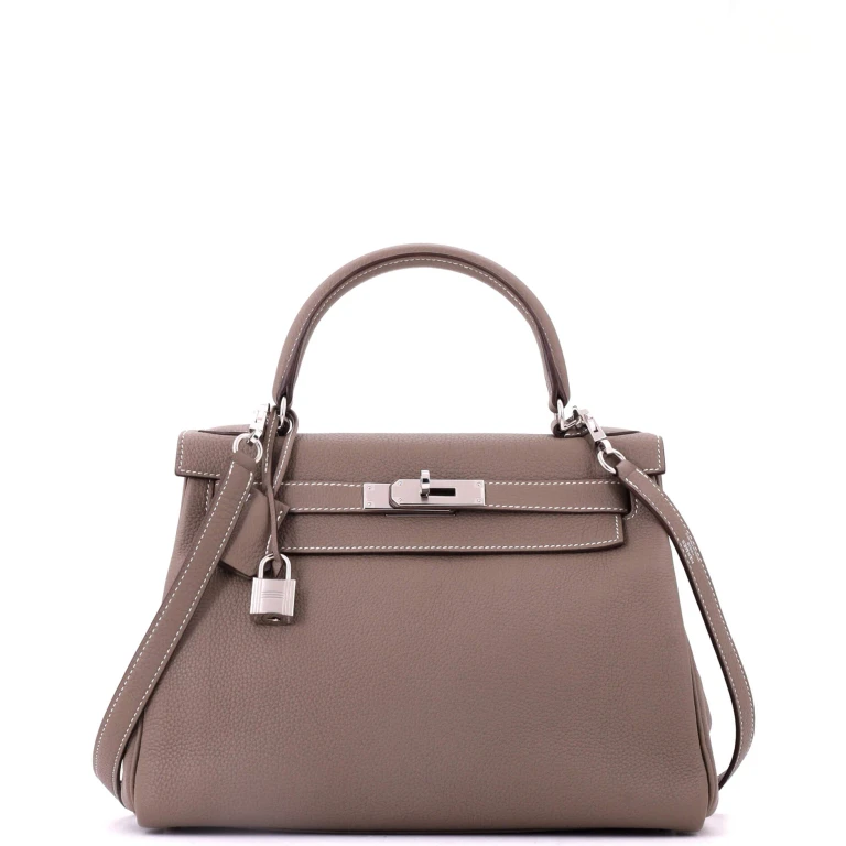 Kelly Handbag Etoupe Togo with Palladium Hardware 28