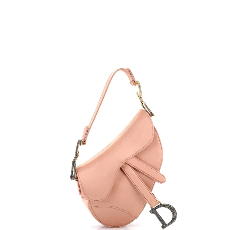 Saddle Handbag Satin with Crystals Mini