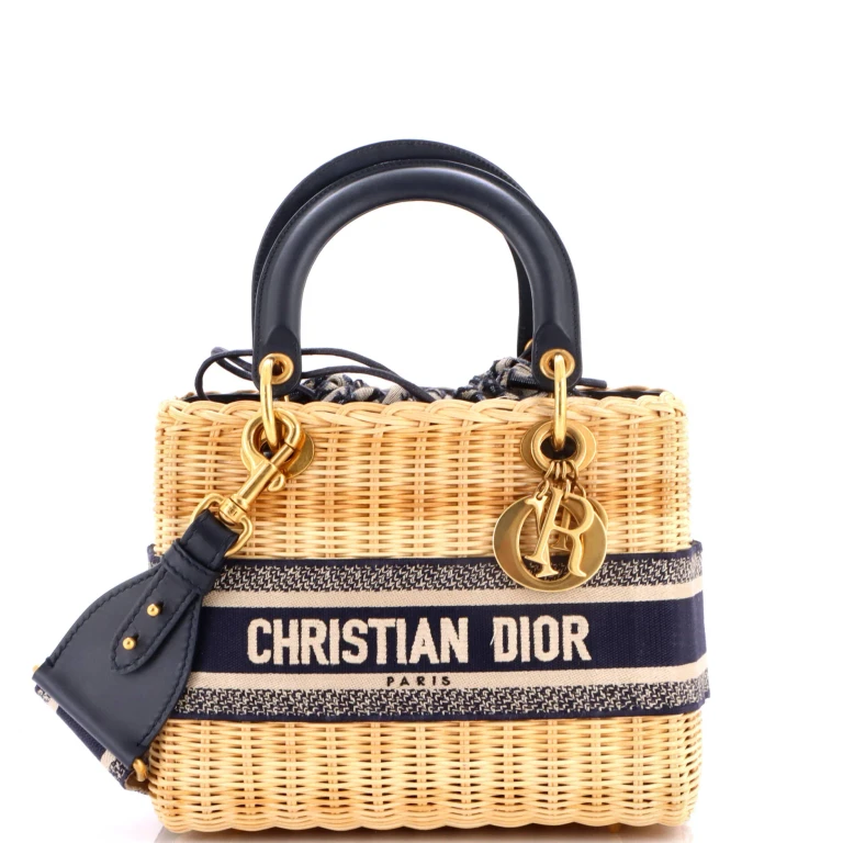 Lady Dior Bag Wicker and Oblique Canvas Medium
