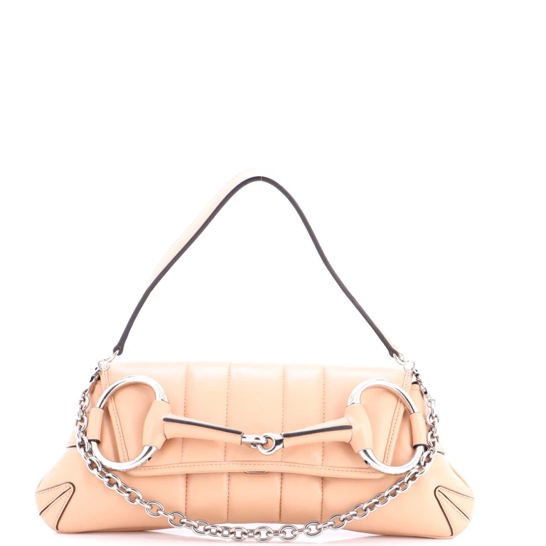 Horsebit Chain Shoulder Bag Vertical Quilted Leather Medium