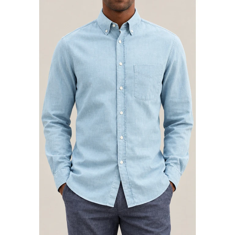 Men's Very Light Denim Cotton Button Down Shirt