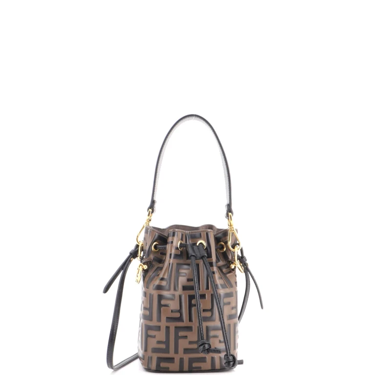 Mon Tresor Bucket Bag Zucca Embossed Leather Mini