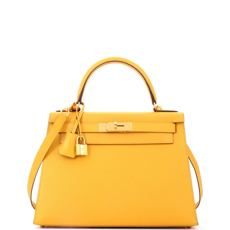 Kelly Handbag Jaune Ambre Epsom with Gold Hardware 28