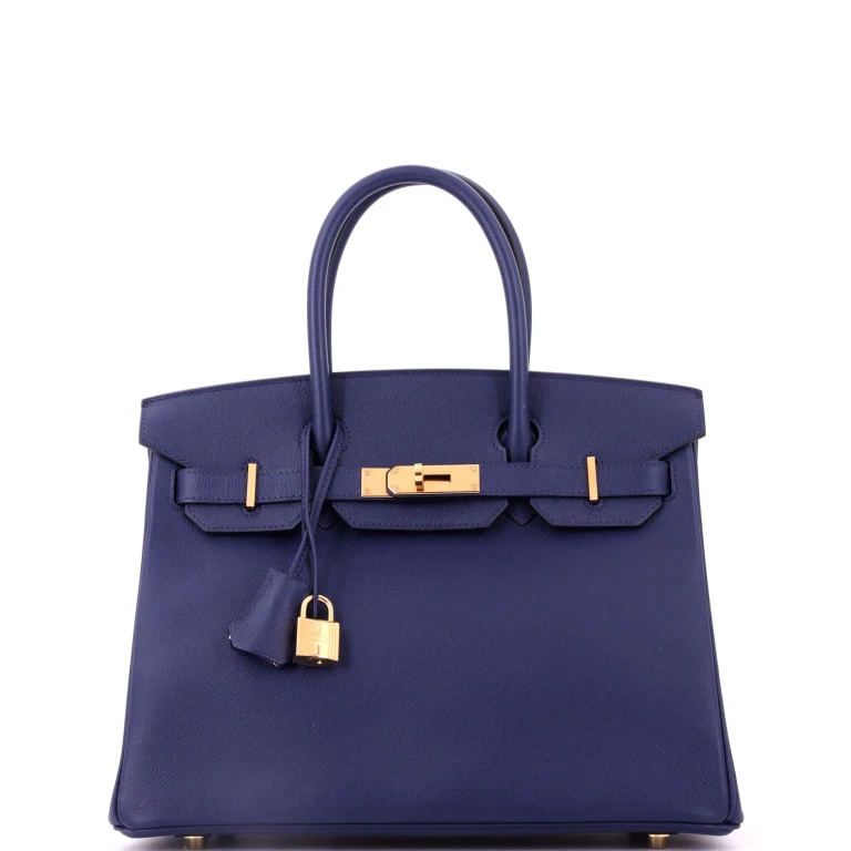 Birkin Handbag Bleu Saphir Epsom with Gold Hardware 30