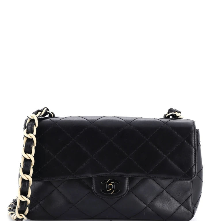 Vintage Resin Chain CC Flap Bag Quilted Lambskin Medium