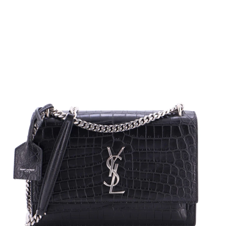 Sunset Crossbody Bag Crocodile Embossed Leather Medium