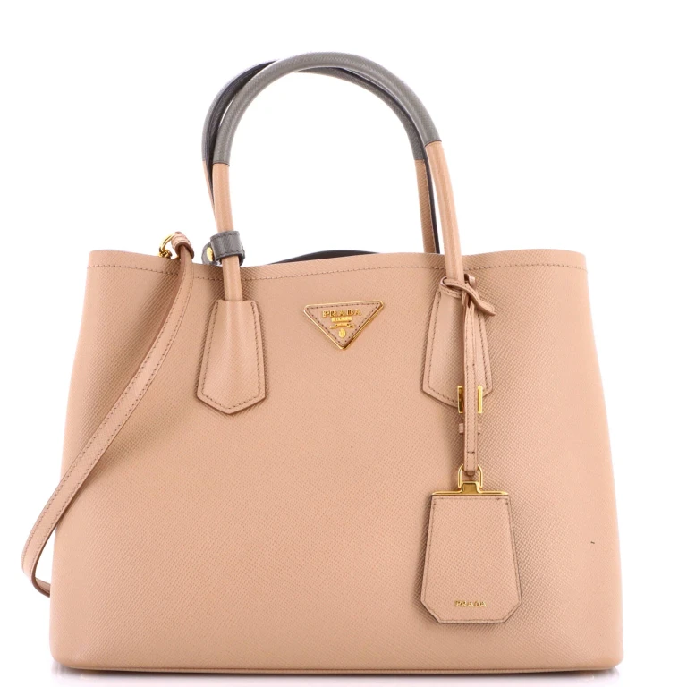 Cuir Double Tote Saffiano Leather Medium