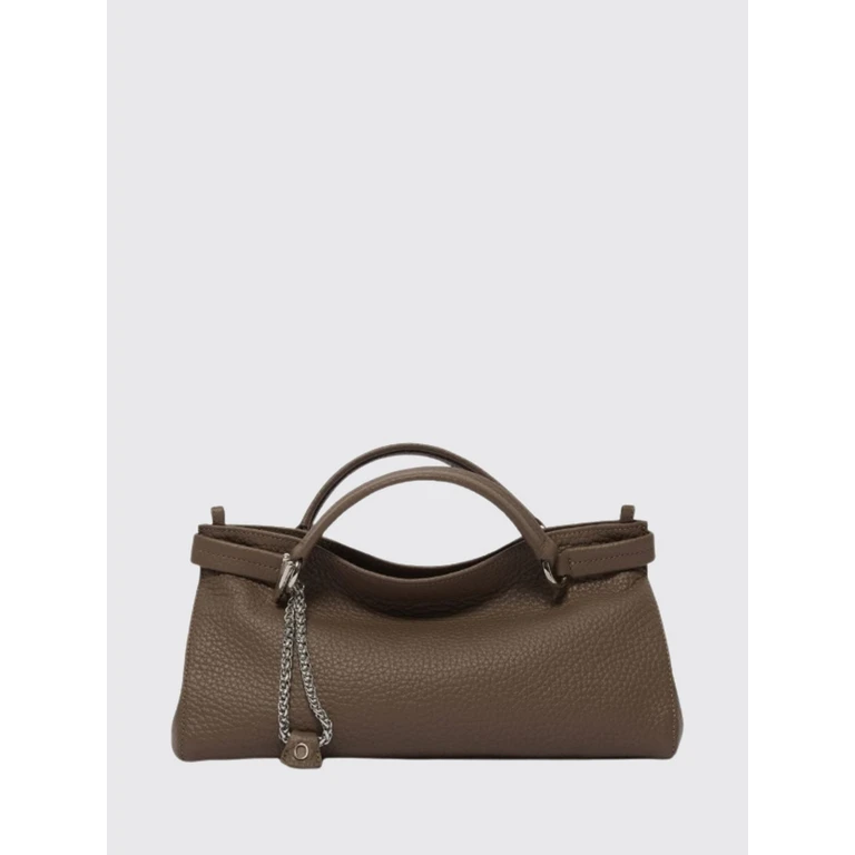 Virgo Grained Leather Handbag with Double Handle and Logo Charm (B02254SOFVISONE)