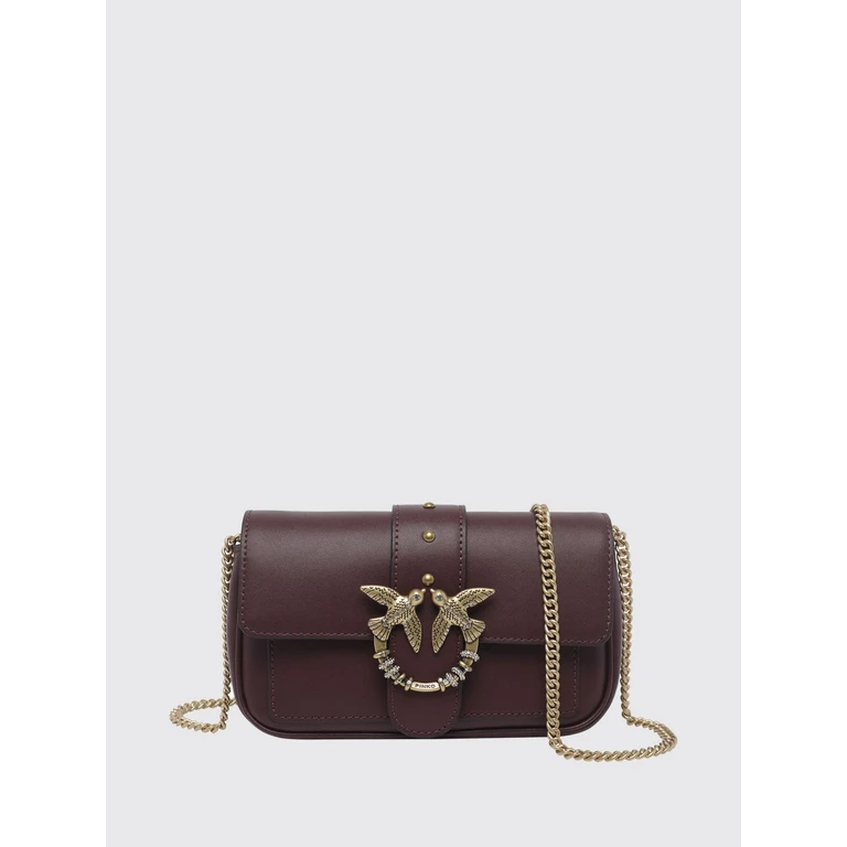 PINKO Love Bag Pocket Mini Crossbody Bag in Leather with Crystals and Studs (107072A0F1WW5Q)