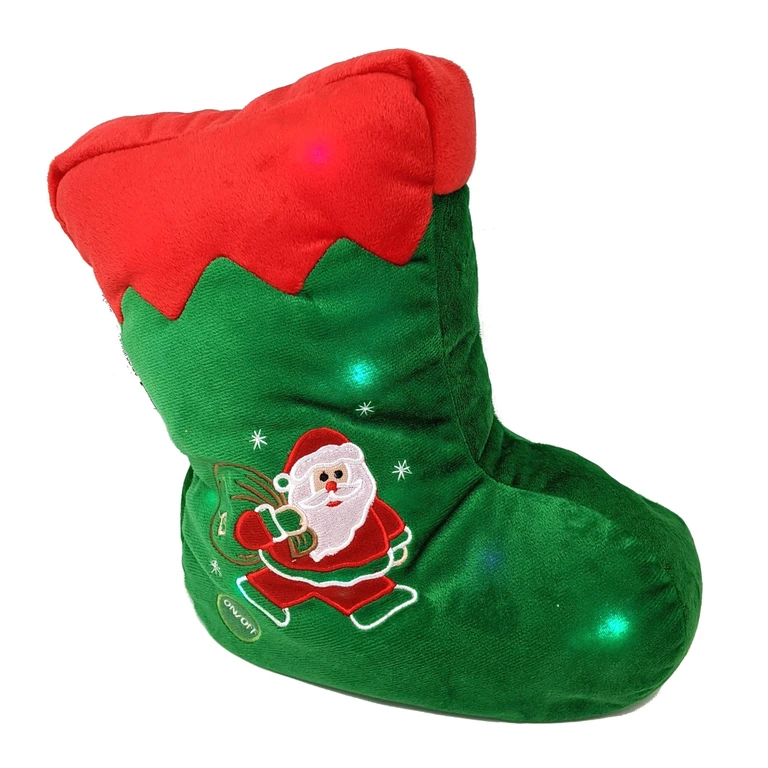 Tache Squishy Light Up Cute Christmas Santa Stocking Microbead LED Throw Pillow