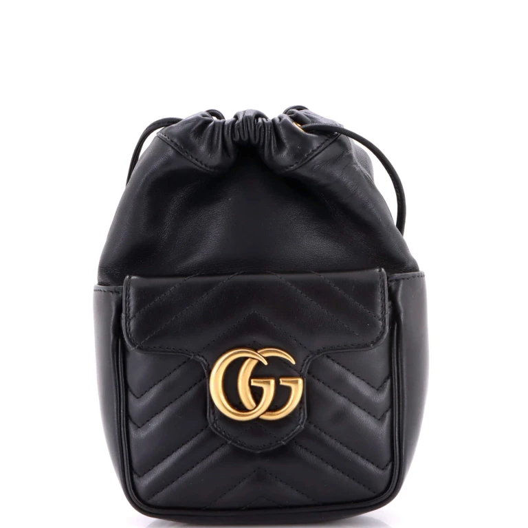 GG Marmont Front Pocket Bucket Bag Matelasse Leather Mini