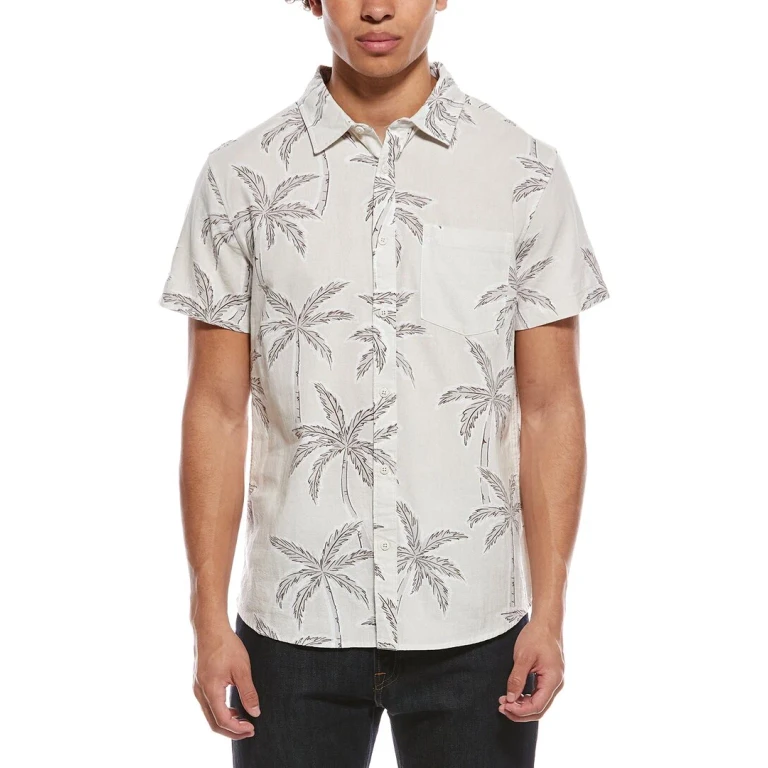 Printed Gauze Button-Down Shirt