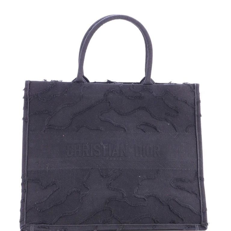 Book Tote Camouflage Embroidered Canvas Large