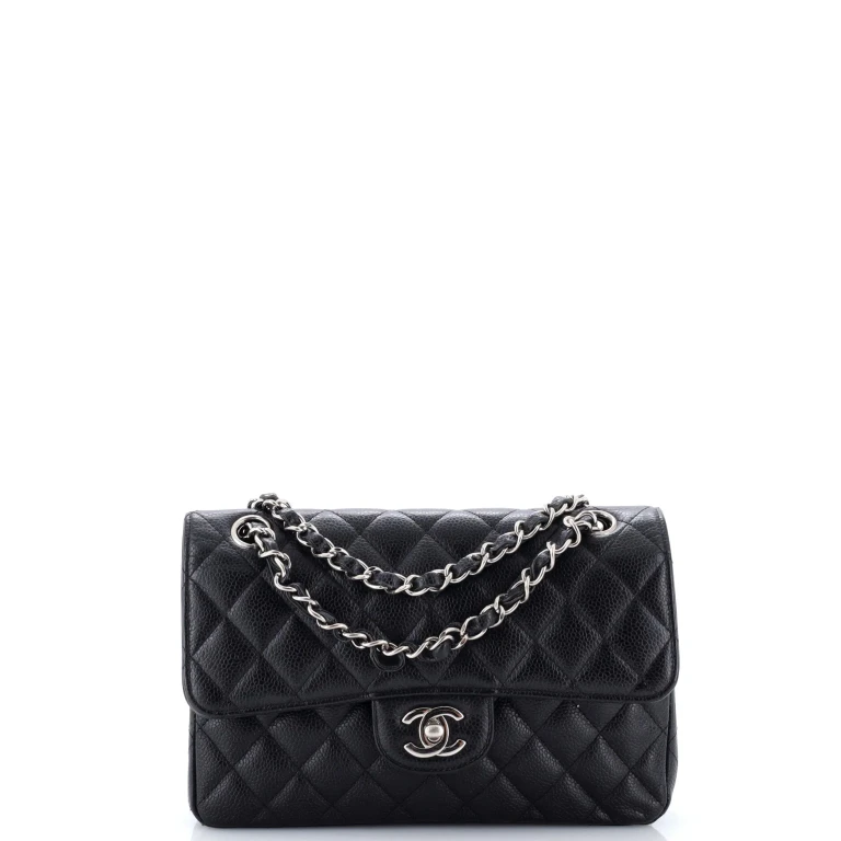 Classic Double Flap Bag Quilted Caviar Small