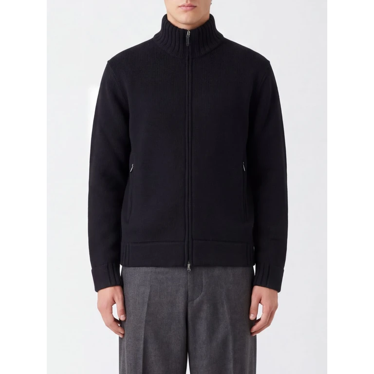 High-Neck Zip-Up Cardigan in Pure Merino Wool (42100902013)