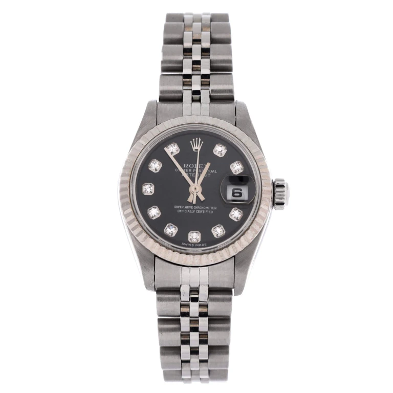 Oyster Perpetual Datejust Automatic Watch Stainless Steel and White Gold with Diamond Markers 26