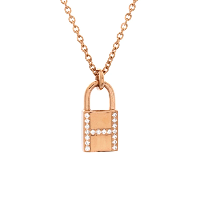 Amulettes Cadenas Pendant Necklace 18K Rose Gold with Diamonds