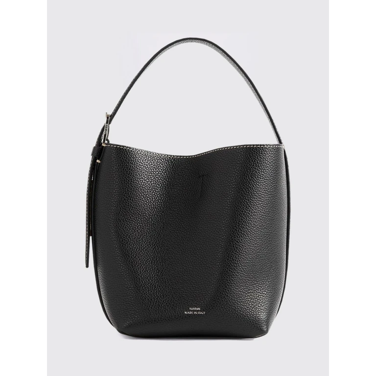 Small Grained Leather Tote Bag with Adjustable Handle and Flared Shape (263WAL0139LE0030001)