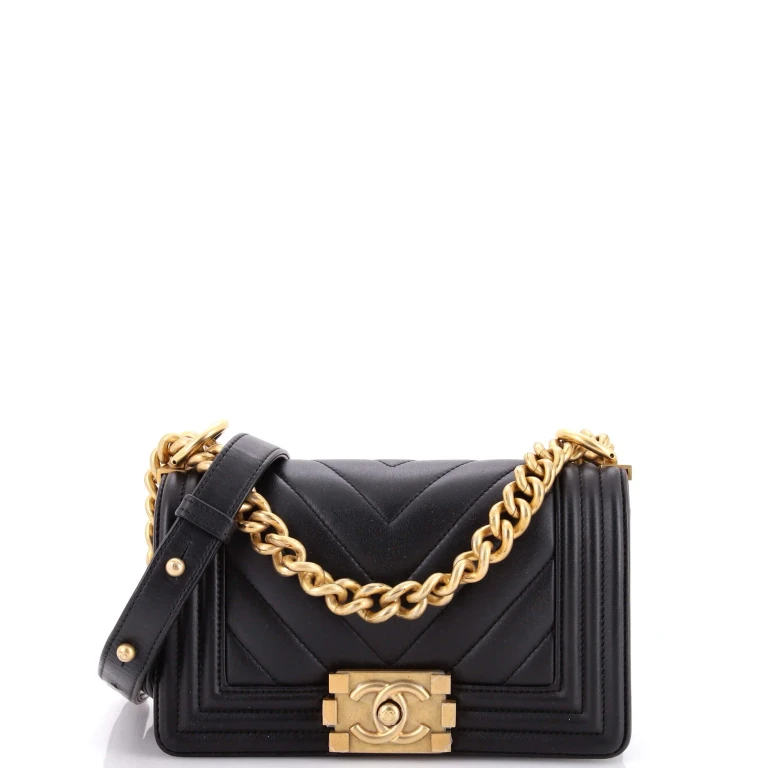 Boy Flap Bag Chevron Calfskin Small