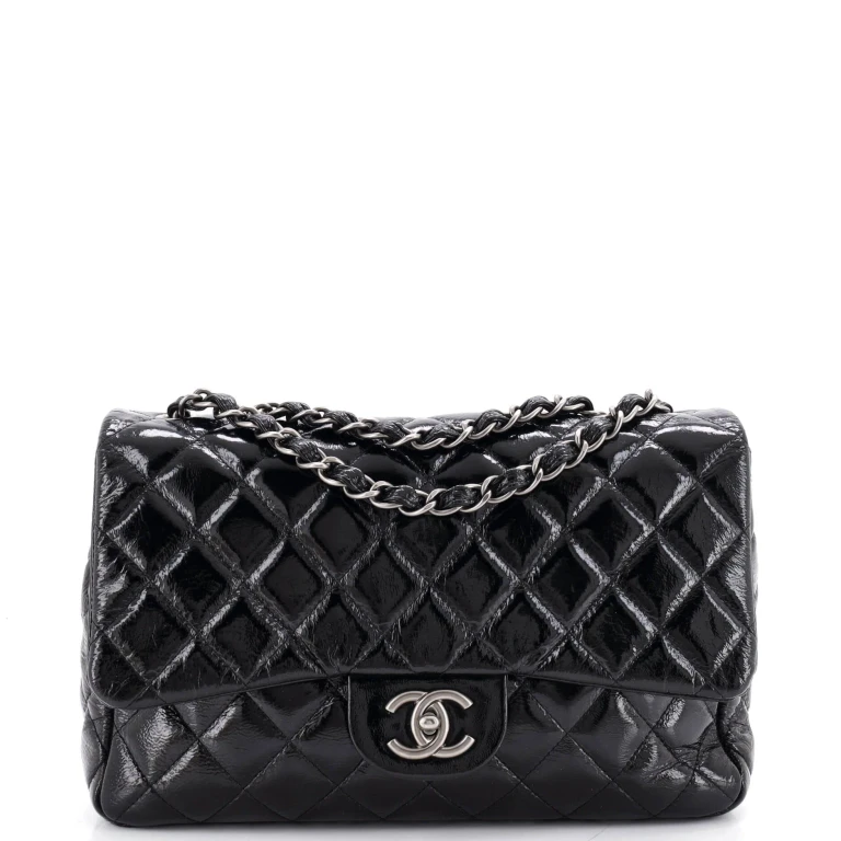 Classic Single Flap Bag Quilted Patent Jumbo