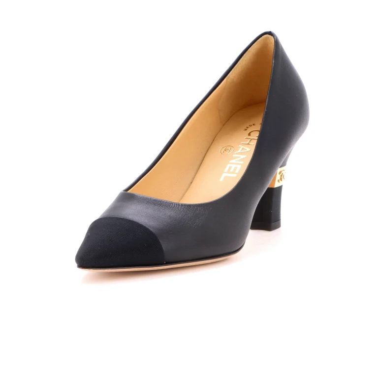 Women's Cap Toe CC Heel Pumps Leather with Grosgrain