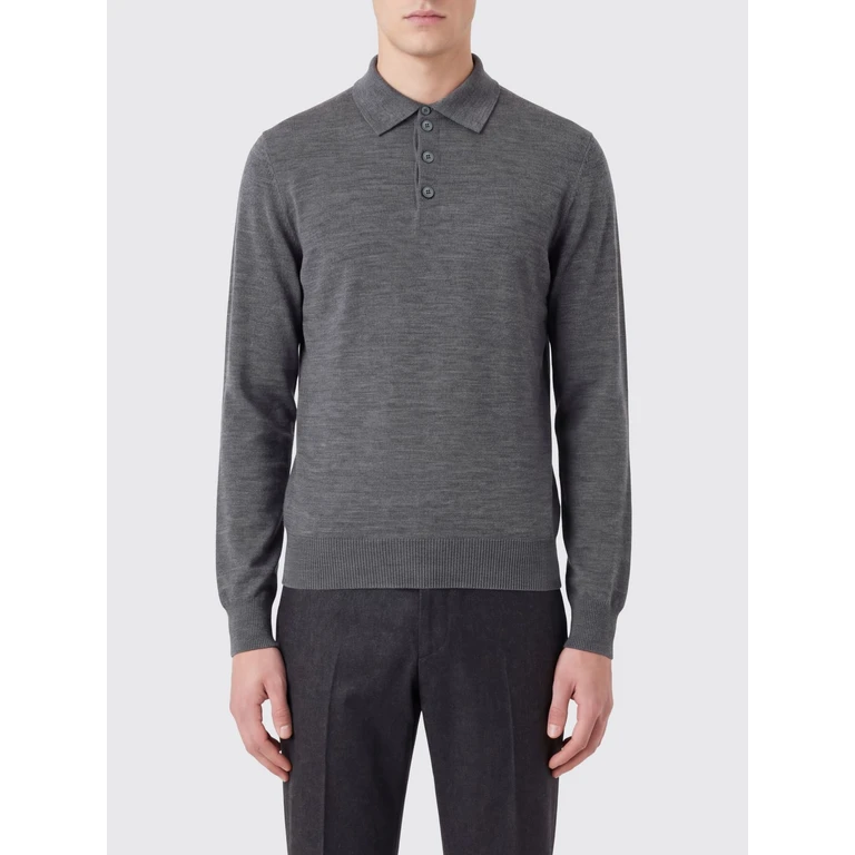 Long-Sleeved Polo Shirt in Pure Virgin Wool Knit (EM005804AF25400O8021)