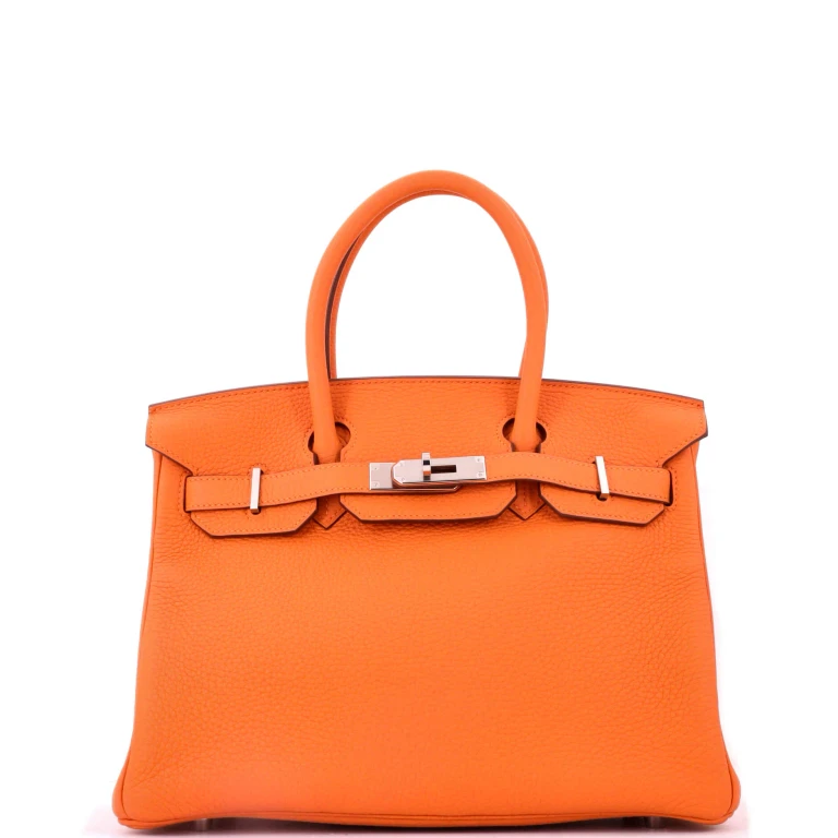 Birkin Handbag Orange H Clemence with Palladium Hardware 30